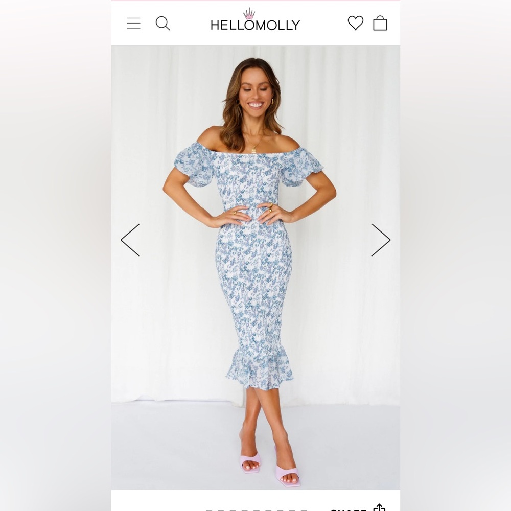 Hello Molly BLESSINGS MIDI DRESS BLUE, Size Small, NWT